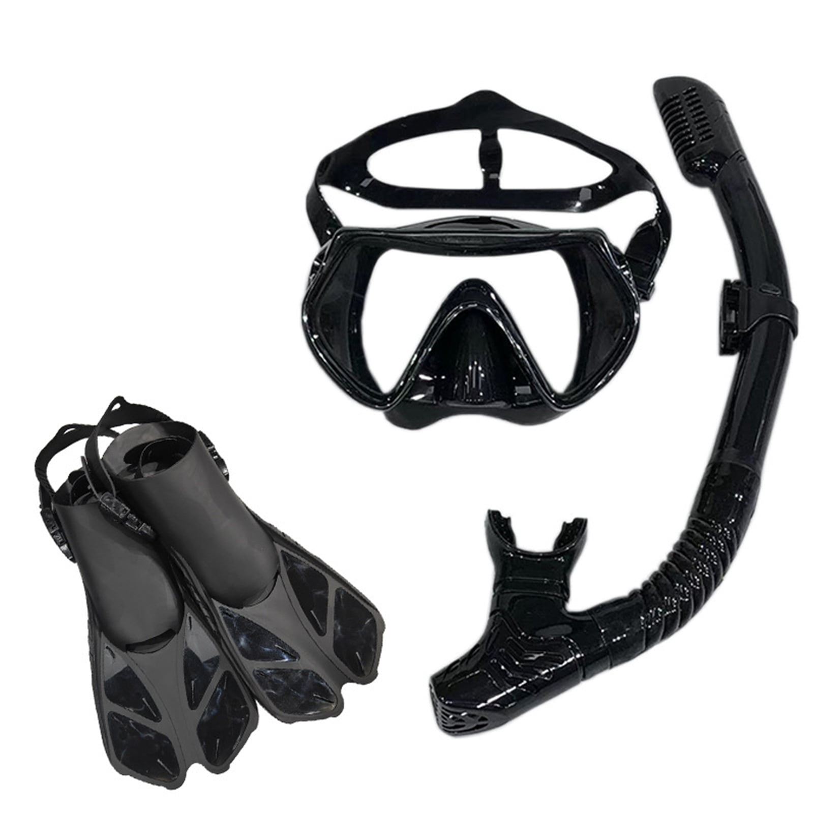 Aqyh Snorkeling Gear Set - 3Pcs/Set Men Women - Anti-Fog Panoramic View Swim Goggles - Dry Top Snorkel - Adjustable Fin - Swimming Scuba Diving Equipment