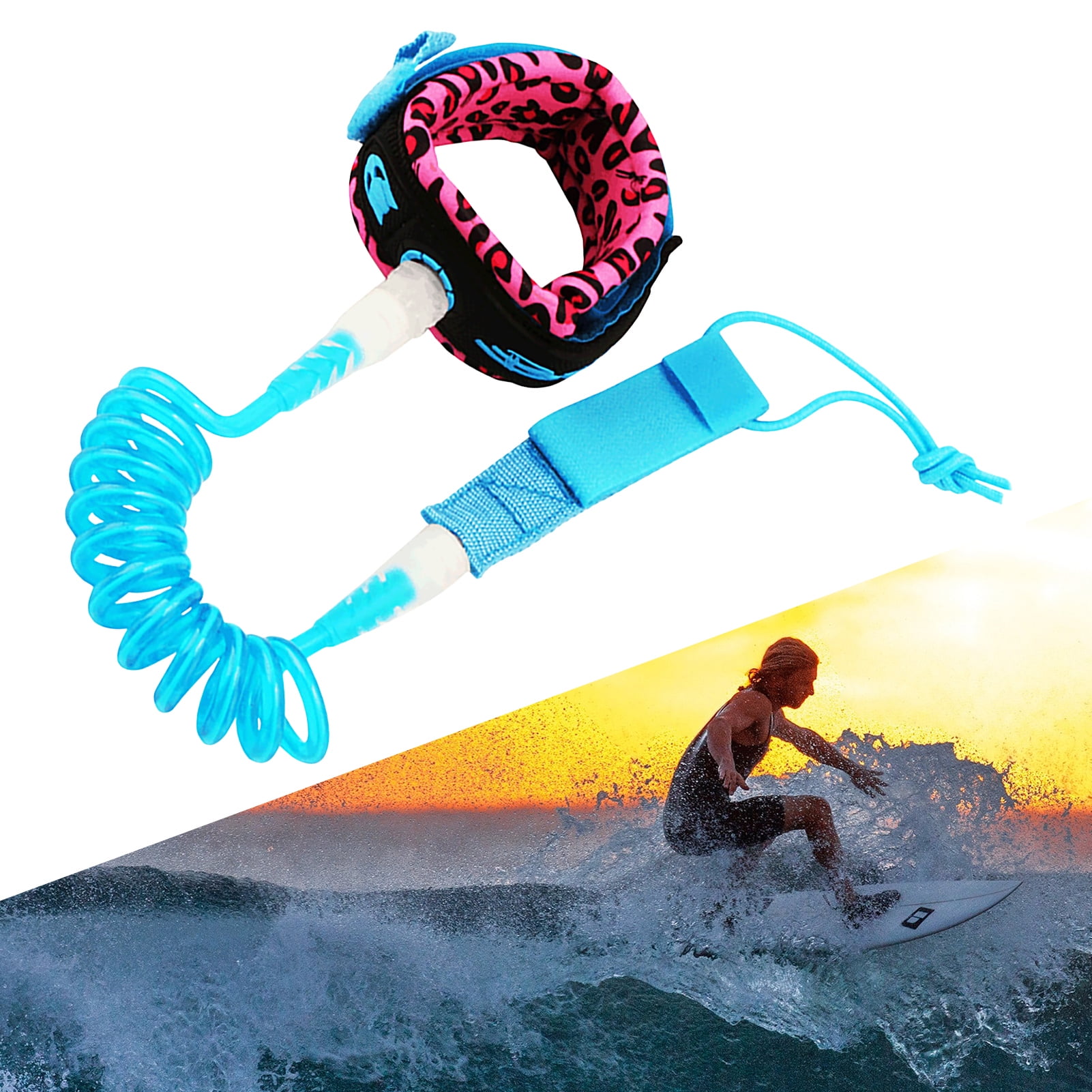 Aqyh Surfing Rope - 360 Degrees Rotation, Elastic Coiled Surfing Ankle ...