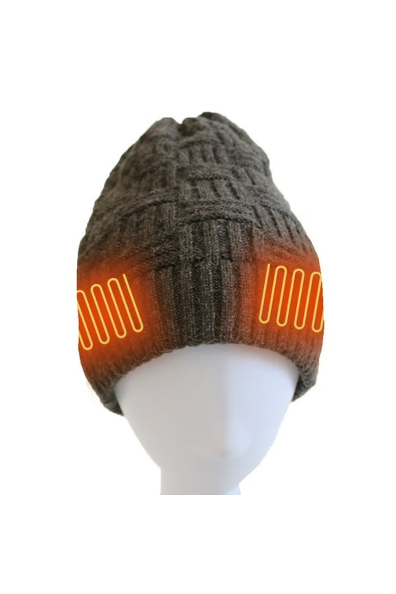 Unisex Electric Heated Knit Hat - Adjustable Temperature Control - Winter Warm Heating Beanie for Outdoor Skiing and Sports
