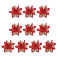 Aqzb 10Pcs/Set Christmas Artificial Flower Glitter Leaves Red, Golden