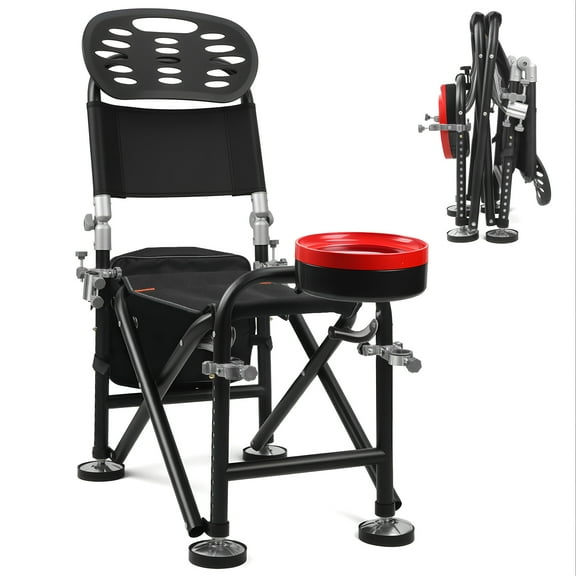 Aqzb 13 Gear Rise Fall 21cm Adjustment Fishing Chair with Backrest Rod Holder Folding Fishing Deck Chair Fisherman Gift