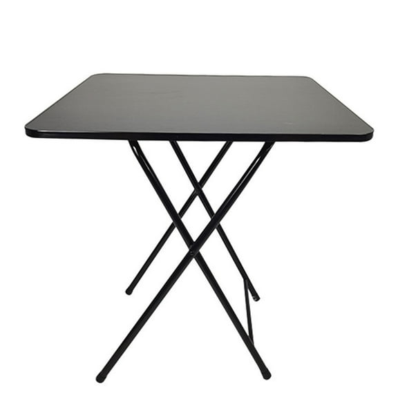 Aqzb 24in Foldable Square Dinner Table for 2-4, Modern Study Writing Computer Desk Small Table w/Steel Legs for Home, Kitchen, Apartment, Black
