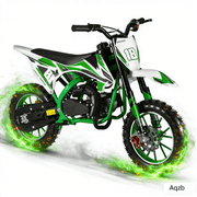 Aqzb 49CC Kids Gas Dirt Bike, 2-Stroke Gas Powered Motorcycle, Dual Disc Brakes, Shock Absorption Springs, 10" Off-Road Tires Green
