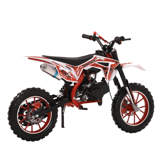 Aqzb 49cc 2-Stroke Kids Dirt Bike, Gas Power Motocross, Off Road Mini Motorcycle, Pocket Motorbike with Front Rear Disc Brakes, Racing Max Speed 40KM/H (Red) _Clearance Mini Motorcycle