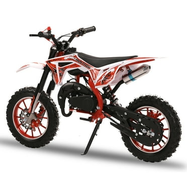 Aqzb 49cc 2-Stroke Mini Dirt Bike, Gas Powered Kids Mini Bike with Front & Rear Disc Brake, Off Road Mini Motorcycle, Up to 25mph, Red