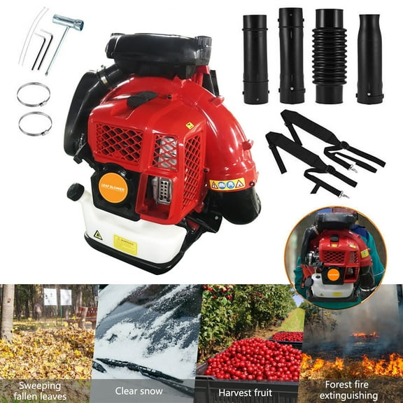 Aqzb 80-CC Gas Leaf Blower, 900-CFM 2-Cycle Gasoline Powered Backpack Leaf Blower for Lawn Care Yard Snow Blowing Dust Debris, Black & Red