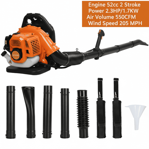 Aqzb Backpack Leaf Blower, 52CC 2 Stroke Gas Powered Leaf Blower for Blowing Leaves, Dust, or Snow, 205 MPH 550 CFM Dust Blower for Lawn Care, Road Cleaning _Clearance Blower Device