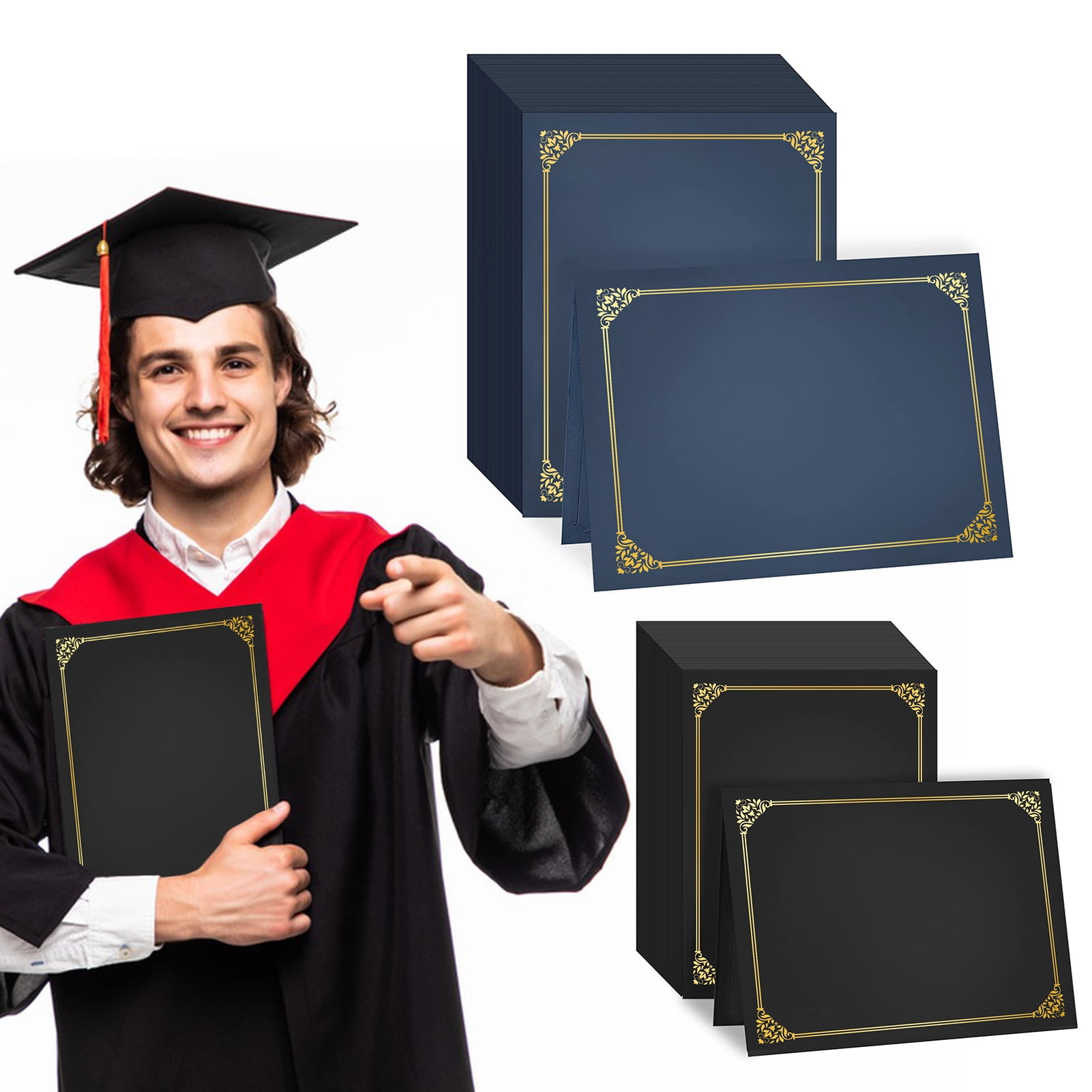 Aqzb Black Certificate Holders 10 Pcs Diploma Covers Gold Foil