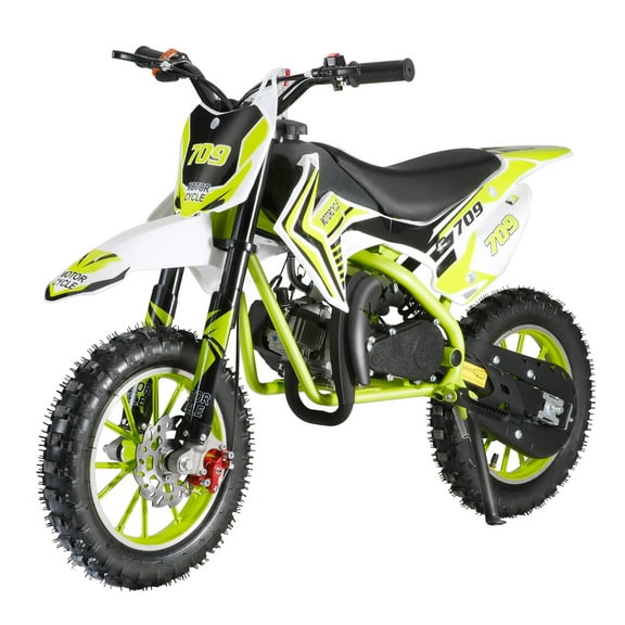 Aqzb Dirt Bicycles for Boy 8 12, 49cc 2-Stroke Kids Dirt Bike, Gas Power Motocross, Off Road Mini Motorcycle, Children Pocket Motorbike with Front Rear Disc Brakes (Green)