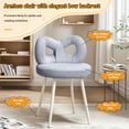 thumbnail image 1 of Aqzb Dressing Chair with Bow-knot Backrest, High Stability Armless Upholstered Chair, No Wheels Small Stool with Cute Bow Backrest _Clearance Swivel Stool, 1 of 8