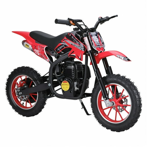 Aqzb Gas Dirt Bicycles for Boy 8 12, 49cc 4-Stroke Kids Dirt Bike, Gas Power Motocross, Mountain Off Road Mini Motorcycle, Children Pocket Motorbike with Disc Brakes