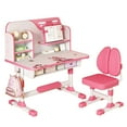 thumbnail image 1 of Aqzb Kids Study Desk and Chair Set Height Adjustable Children School Study Drawing Desk Chair,with Astronaut Pattern, Ergonomic Desk Chair with Large Writing Board, Bookshelf and Drawer Pink, 1 of 7