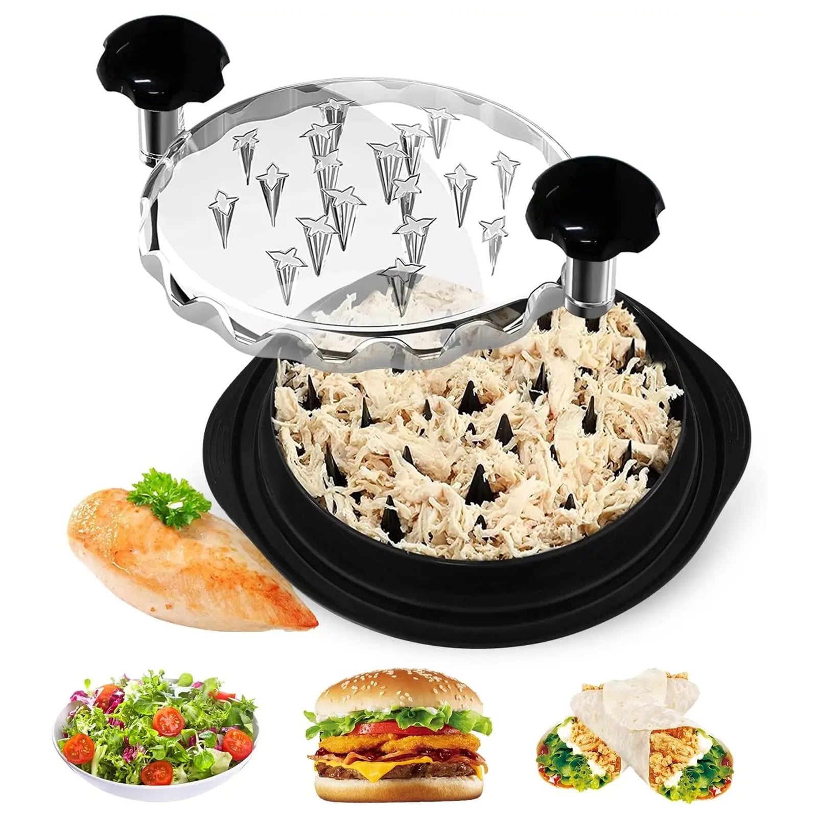 Aqzb Kitchen Gadgets Large Chicken Shredder with Visible Lid