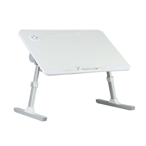 Aqzb Laptop Bed Tray Table, Adjustable Laptop Stand with Removable Stopper, Portable Lap Desks with Foldable Legs, Notebook Stand Breakfast Reading Desk for Sofa Couch, 23.62" x 15.75", White