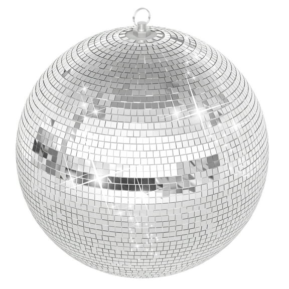 Aqzb Large Disco Ball, Disco Ball 16-Inch Silver Hanging Disco Ball, Silver Color Disco Ball, Big Disco Ball Wedding Decoration Clearance
