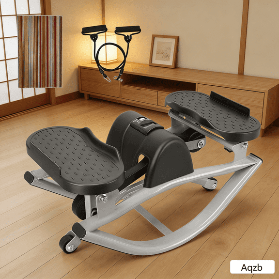 Aqzb Low-Impact Lateral Rocking Fitness Stepper for Knees and Joints,Home Workout Machine,Rock Stepper Machine with Digital Display,Track Time,Reps,Calories for Legs,Glutes,Abs Black