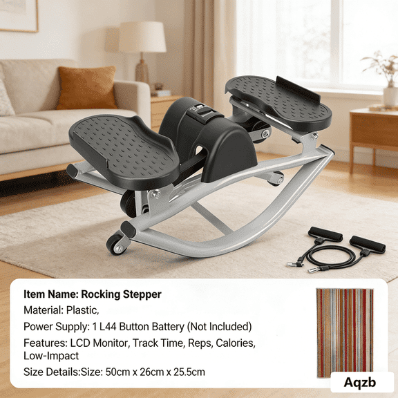 Aqzb Low-Impact Lateral Rocking Fitness Stepper for Knees and Joints,Home Workout Machine,Rock Stepper Machine with Digital Display,Track Time,Reps,Calories for Legs,Glutes,Abs Gray
