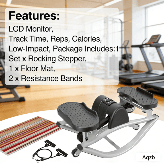 Aqzb The Rocking Fitness Stepper for Exercise at Home Workout Steppers Side to Side Machine Step Rocker Lateral with LCD Monitor for Legs, Glutes, Abs Black