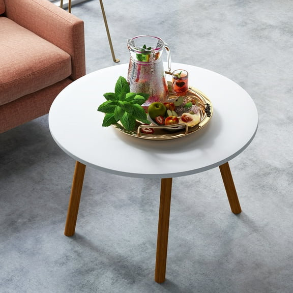 Aqzb Round End Table Modern Small Side Table Living Room Corner Table Dining Table White