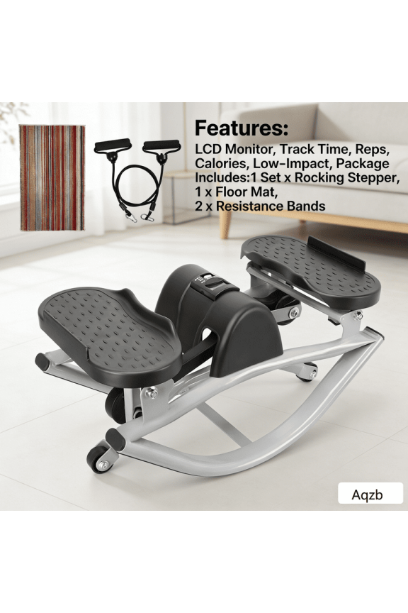 Steper Rock Side to Side at Home, Portables Legp and Glute Trainings Devices with Digital Displays&Floor Mat&Resistance Bands, Suitablel for Home Workouts Black