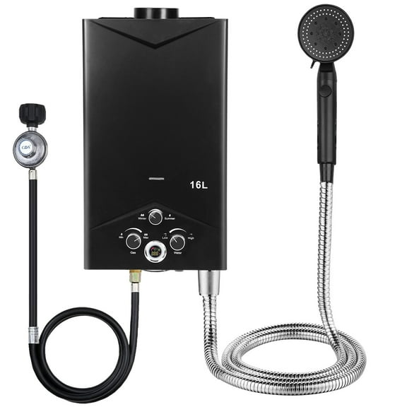 Aqzb Tankless Water Heaters 4.21GPM 16L, Outdoor Portable Gas Hot Water Heaters, Fast Constant Temperature Water Heaters, Portable Water Heaters with Digital Display, Sprinkler