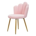 thumbnail image 1 of Aqzb Vanity Chair for Makeup Room, Makeup Vanity Chair with Petal Shape, Comfy Home Office Desk Chairs, Nordic Style Velvet Chair with Back Support, Golden Legs for Living Room Bedroom Computer Chair, 1 of 7