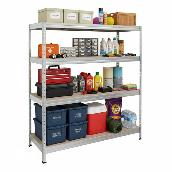 Ar Shelving Customizable Storage Collection 71"x59"x18" 4-Tier Metal Shelf 2000 lb Galvanized Finish