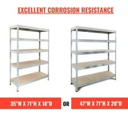 Ar Shelving Rust Resistant & Heavy Duty 71" in. Galvanized 5-Tier Freestanding Shelf Unit - 4,000 lbs