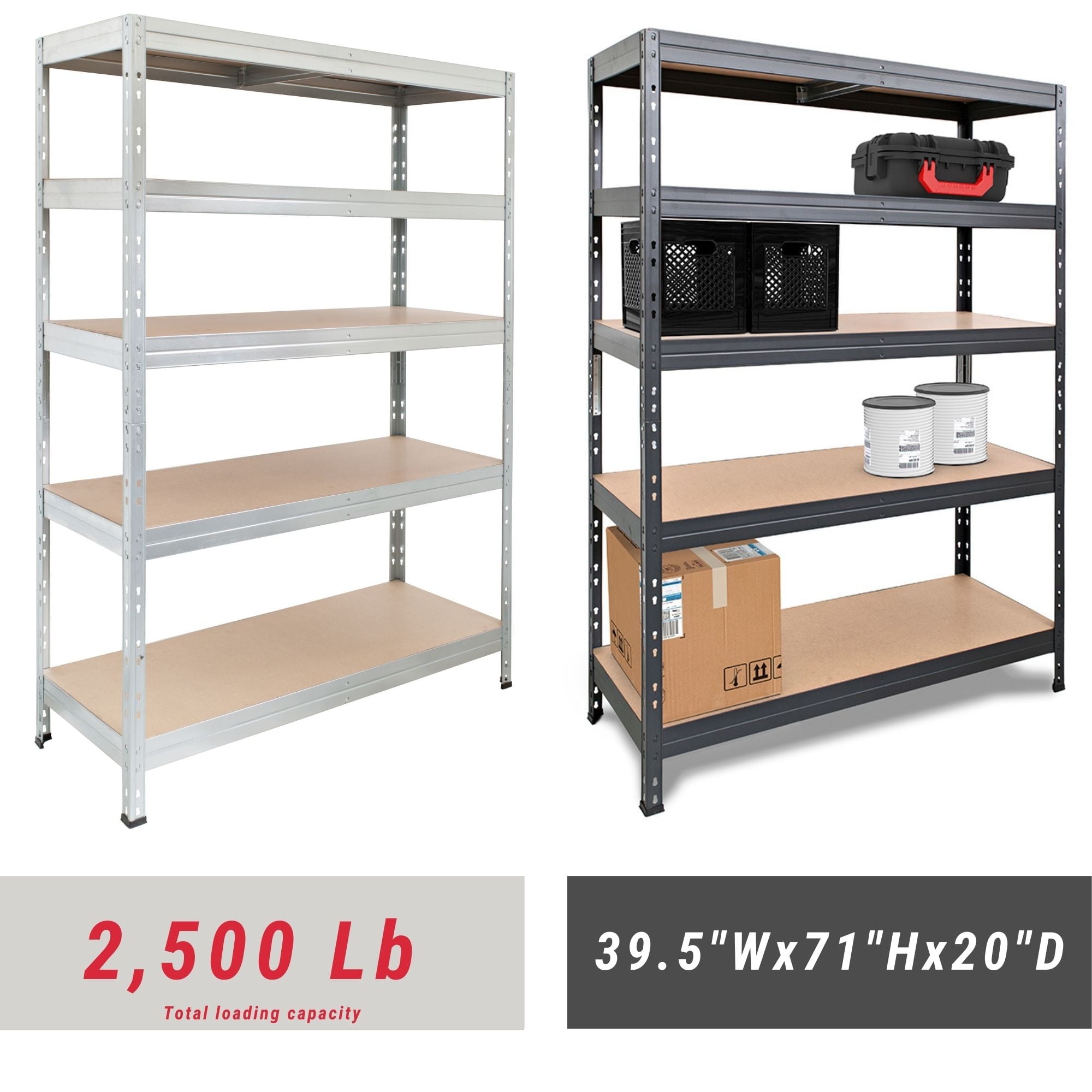 Galvanized Steel 5-Tier Adjustable Shelving Unit for Garage and Workshop