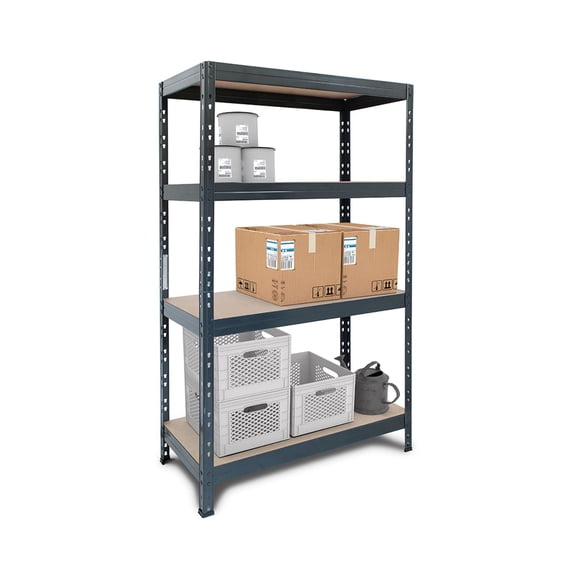 Ar Shelving 4- Tier Matte Dark Grey Steel Garage Storage Shelving Unit with HDF Rack (30 in. W x 71 in. H x 14 in. D)