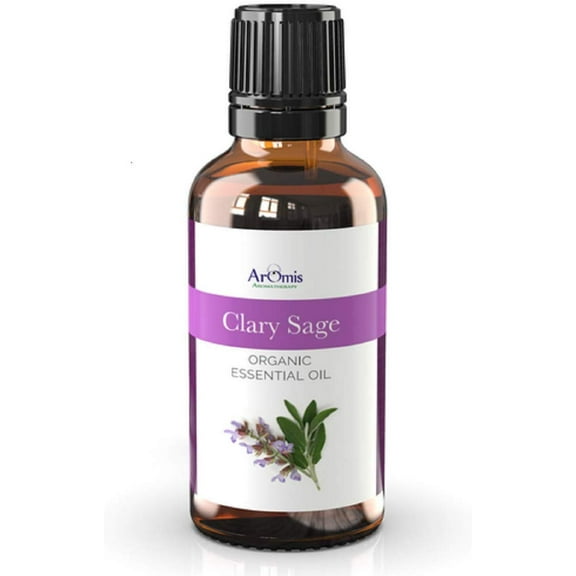 ArOmis Clary Sage Essential Oil - USDA Certified Organic - 100% Pure Therapeutic Grade - 30ml (1 fl oz), Undiluted, Premium, Oils Perfect for Aromatherapy Diffuser
