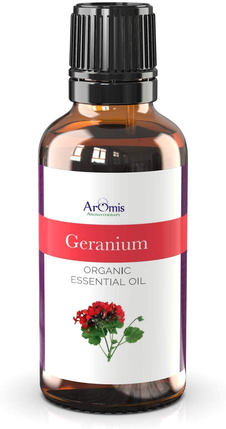 ArOmis Geranium Essential Oil - USDA Certified Organic - 100% Pure Therapeutic Grade - 30ml (1 Fl Oz) , Undiluted, Premium, Oils Perfect for Aromatherapy Diffuser