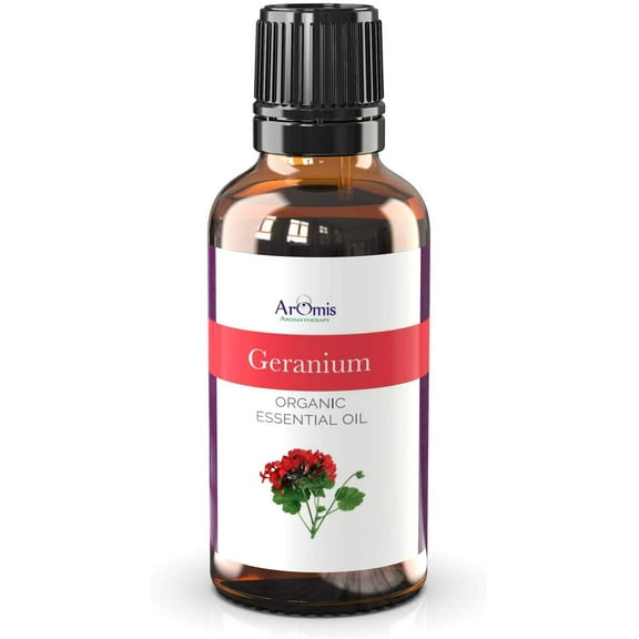 ArOmis Geranium Essential Oil - USDA Certified Organic - 100% Pure Therapeutic Grade - 30ml (1 Fl Oz) , Undiluted, Premium, Oils Perfect for Aromatherapy Diffuser