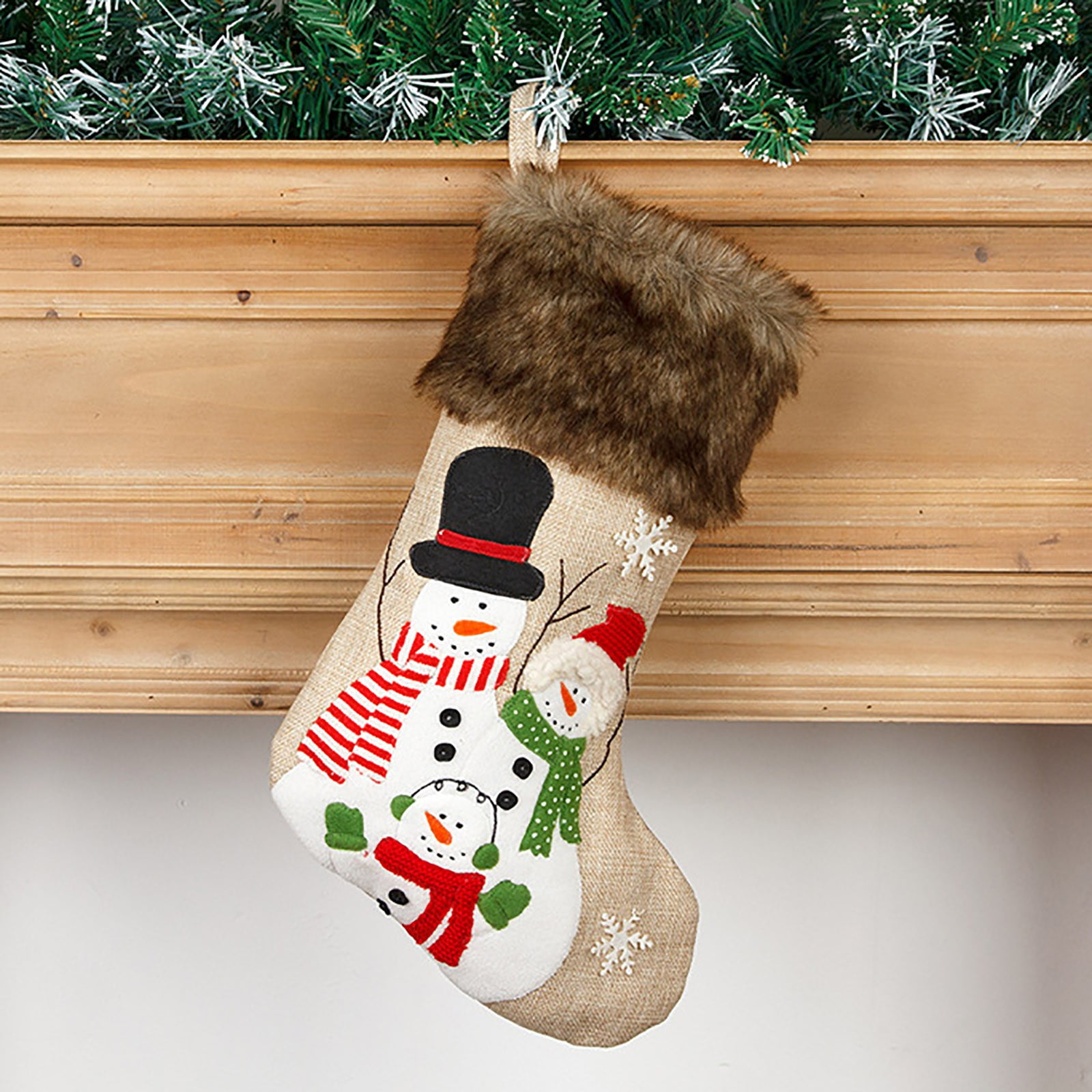 ArWgKavx Reduced Hangs Christmas Decorations Linen Embroidery Christmas