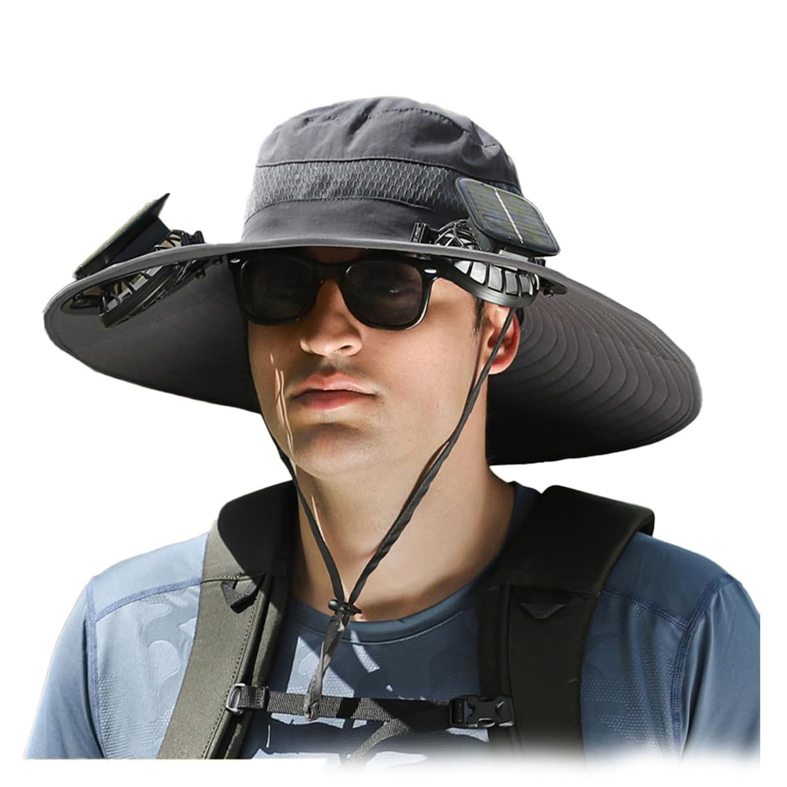 ArWgKavx Wide Brim Solar Fan Outdoor Fishing Hat With 2 Solar Fans ...