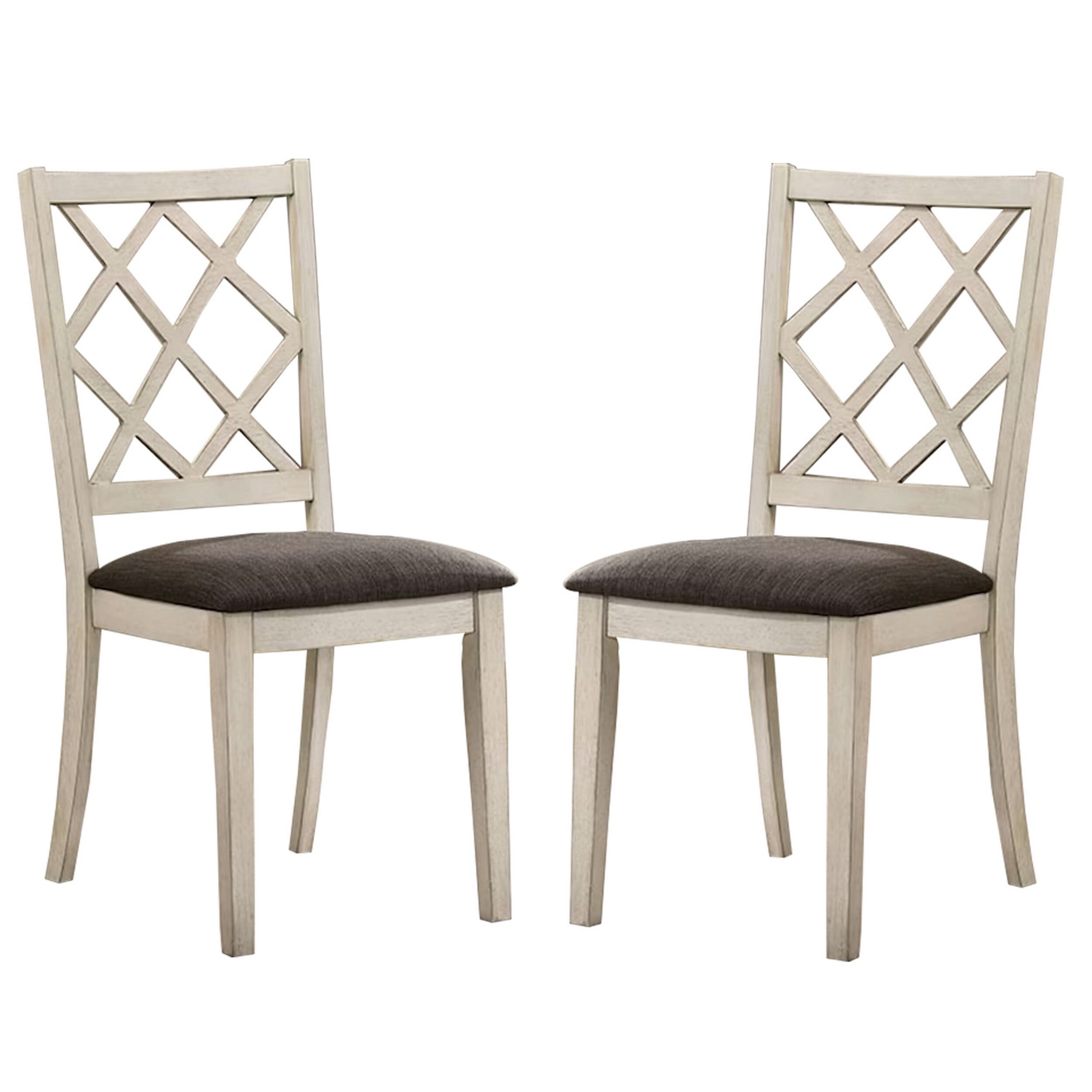 Benjara Ara 18 Inch Dining Chair, Set of 2, Crossbuck Back, White Wood ...