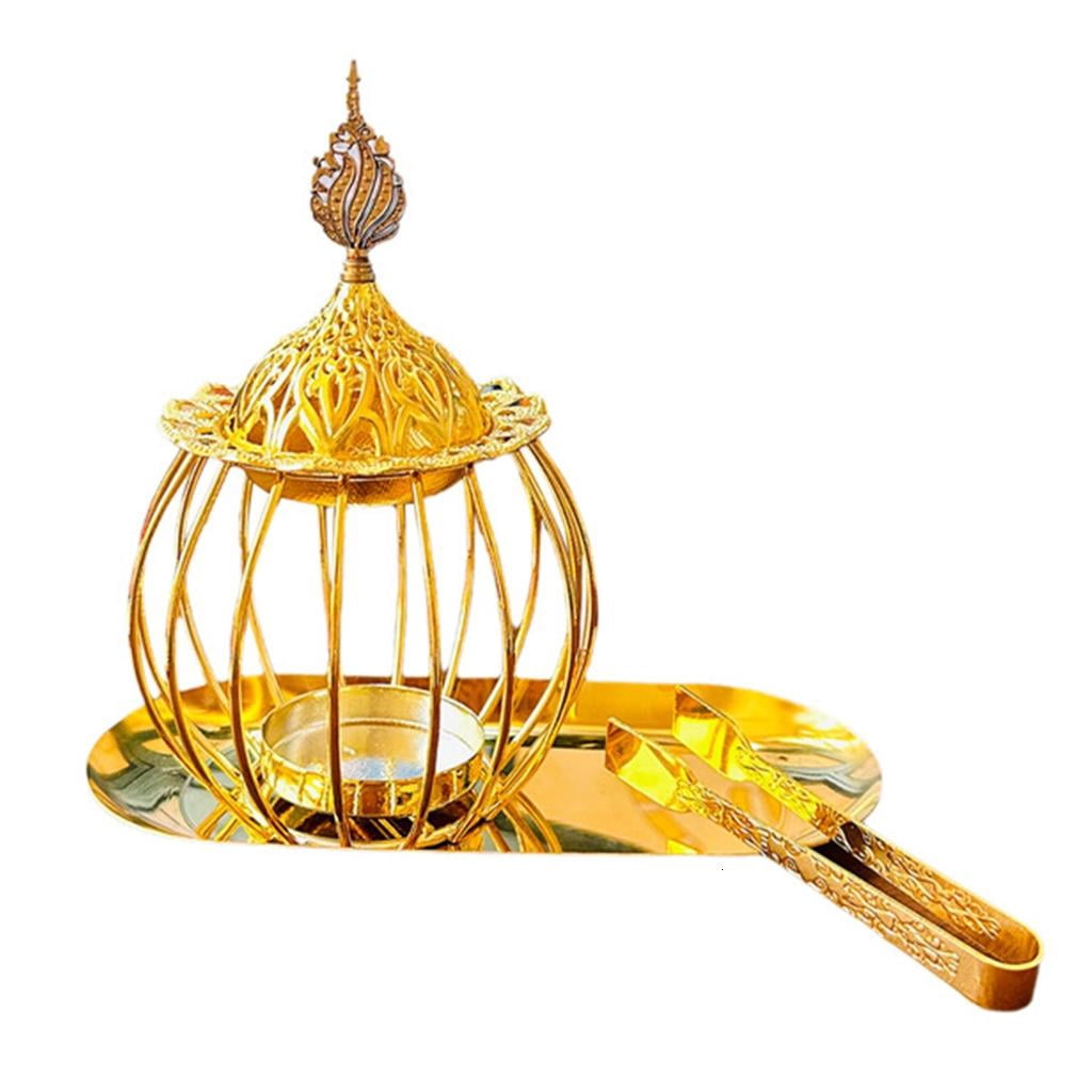 Incenses Burners for Meditations and Home Decors Metal Censers Tealight Holder with Tray and Tongs Set