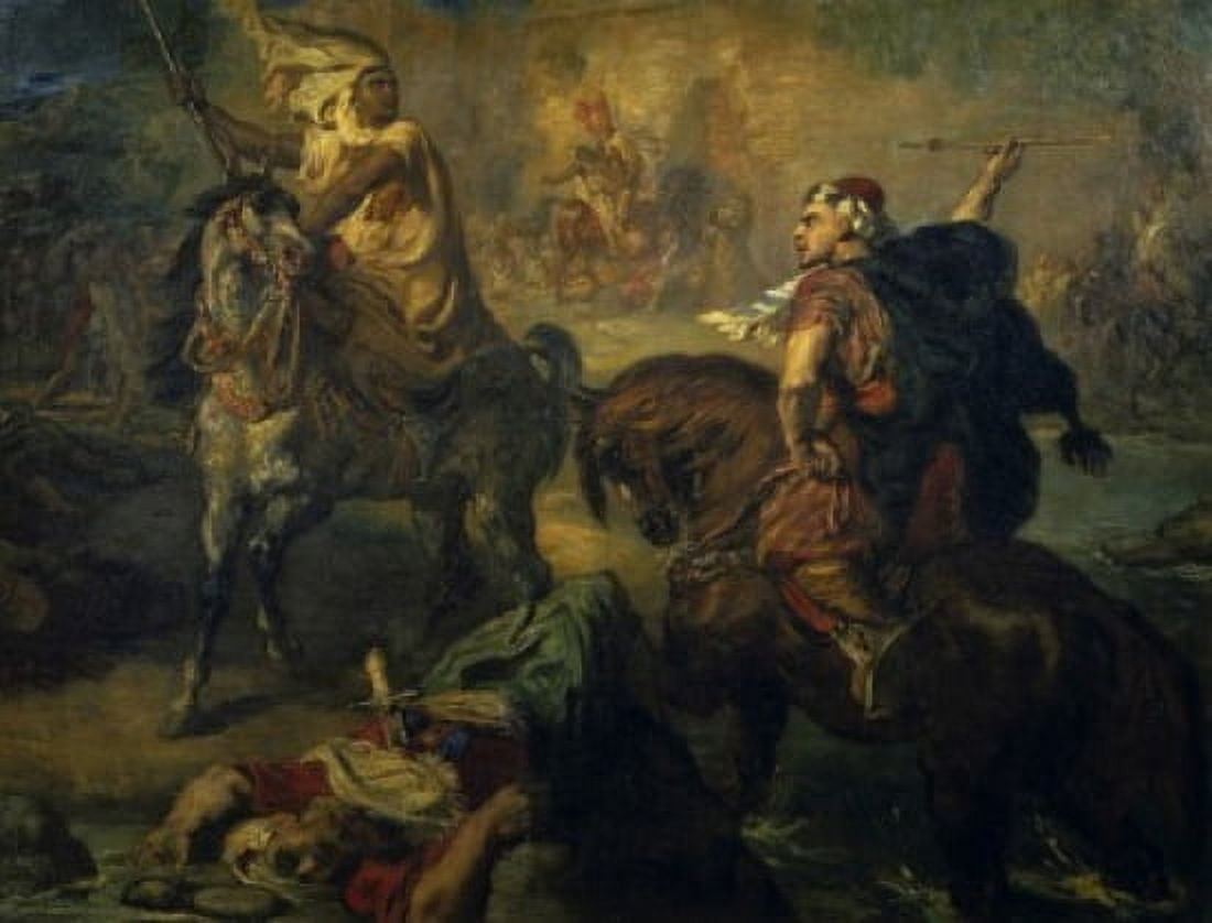 Arab Chiefs Challenging to Combat Under a City Ramparts 1852 Theodore Chasseriau (1819-1856French) Musee dOrsay Paris Canvas Art - Theodore Chasseriau (18 x 24)
