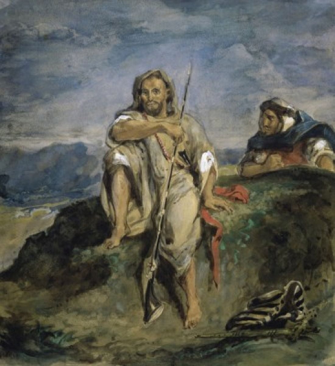 Arab Hunter (Chasseur Arabe) 19th C Eugne Delacroix (1798-1863French) Watercolor Private Collection Canvas Art - Eugene Delacroix (18 x 24)