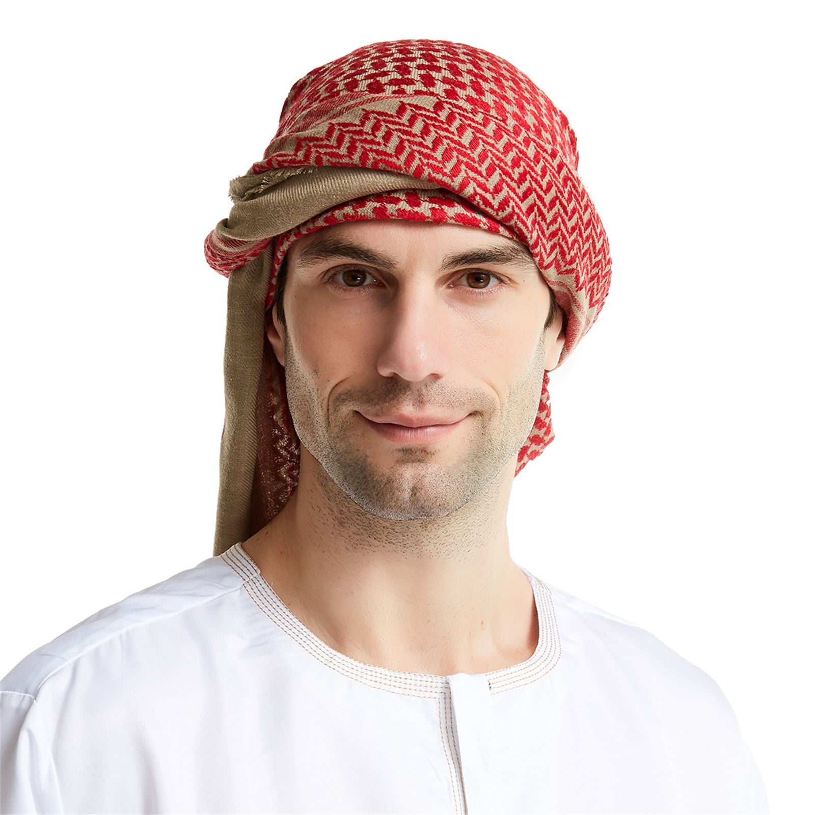 Arab Men's Textured Printed High End Wool Material Turban Hat