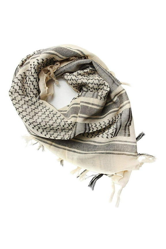Arab Plaid Scarf With Fringe - Lightweight Cotton Shemagh Keffiyeh for Men & Women, Breathable Head Wrap for Outdoor Camping, Beach, Music Festival Accessory