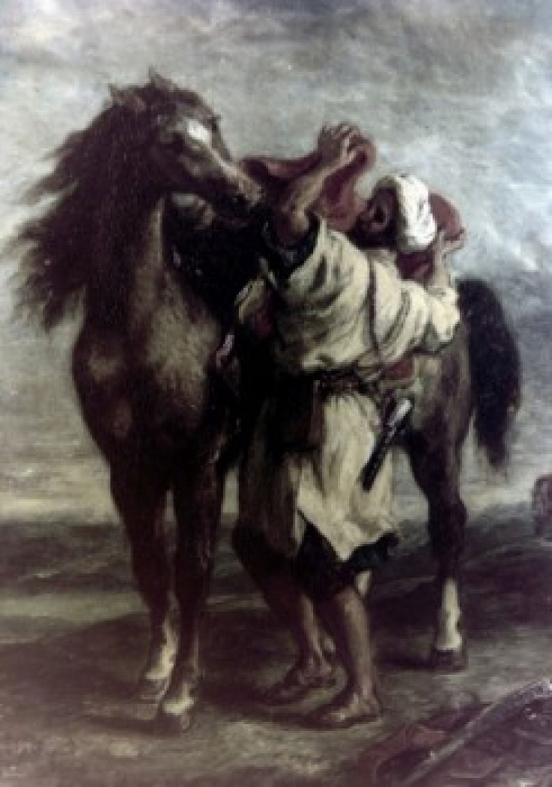 Arab Saddling His Horse by Eugene Delacroix 1855 1798-1863 Canvas Art - Eugene Delacroix (18 x 24)