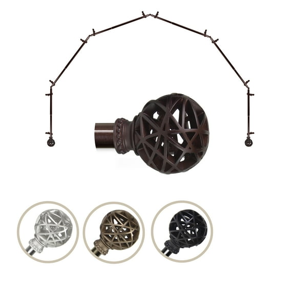 Arabella 13/16" dia. 6-Sided Bay Window Curtain Rod - Cocoa