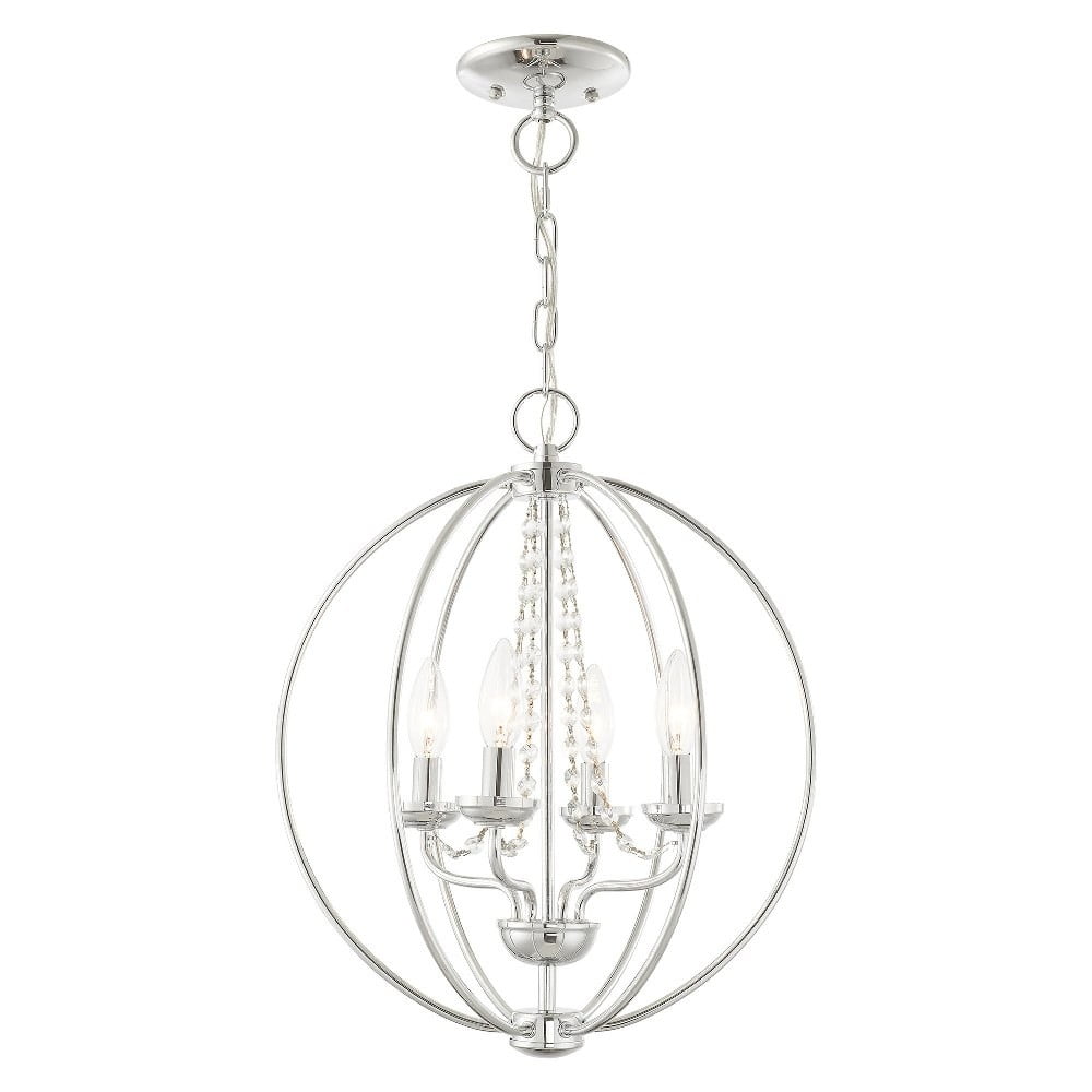 Polished Chrome Mini Orb Chandelier with Crystals