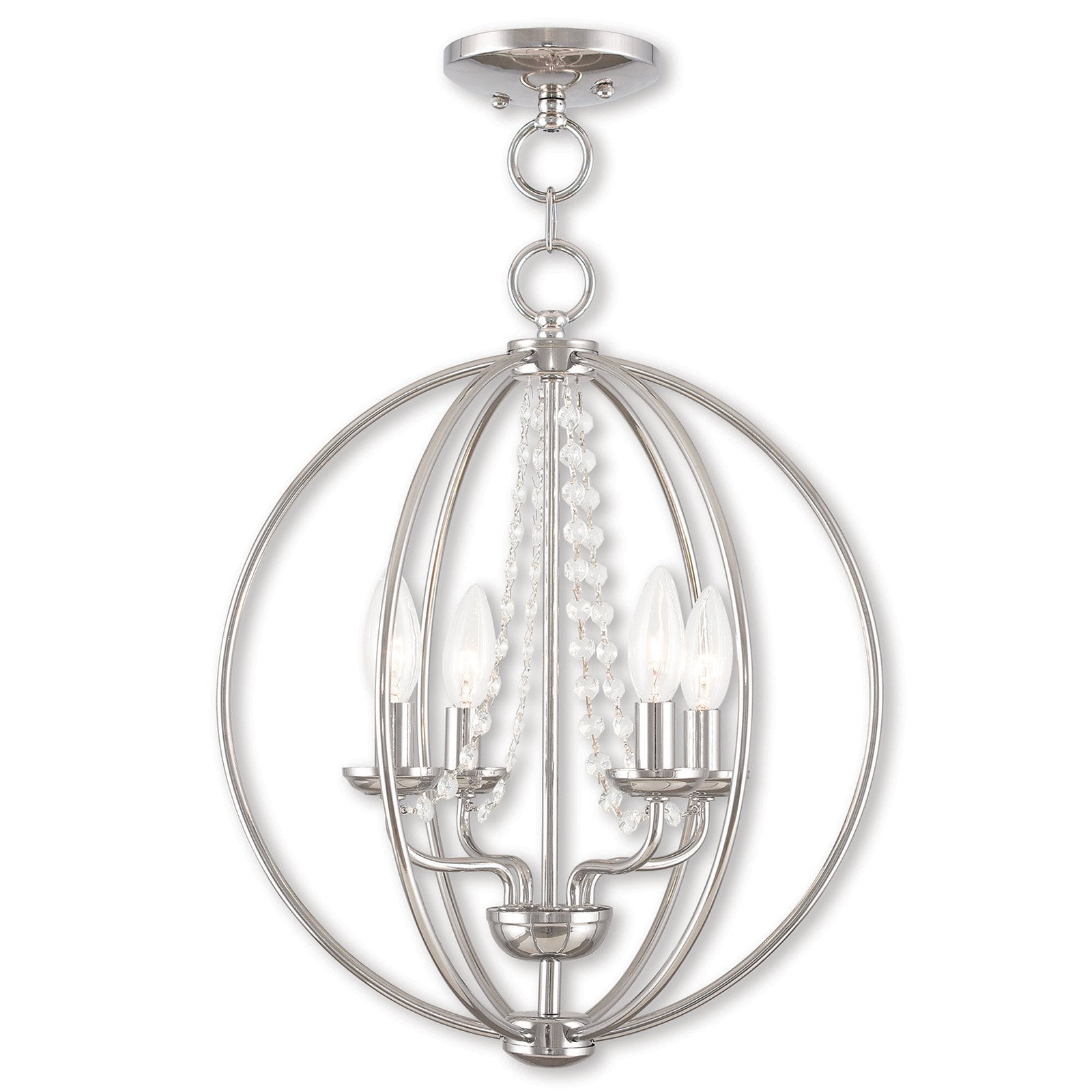 Polished Chrome Mini Orb Chandelier with Crystals