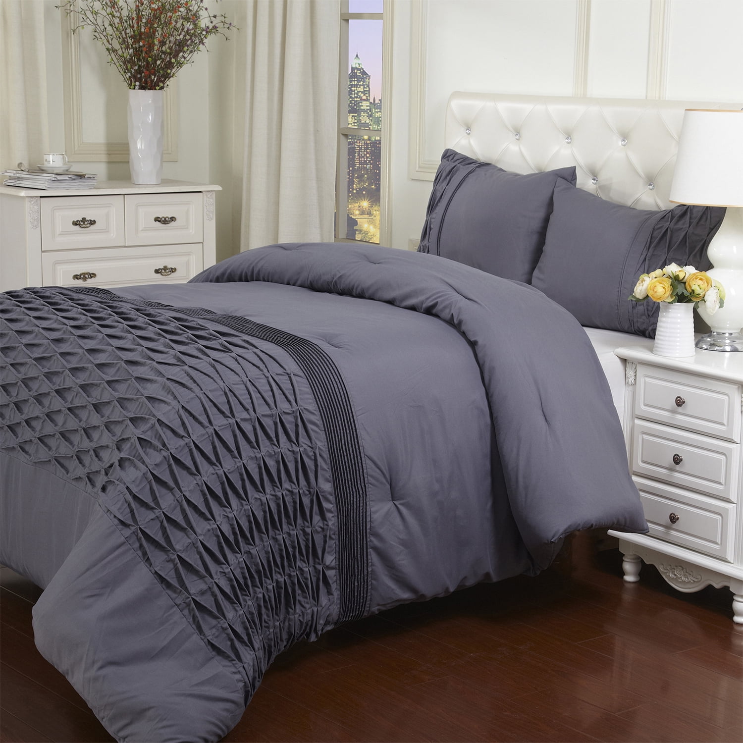 Gray Twin Down Alternative Microfiber Comforter and Pillow Sham Set