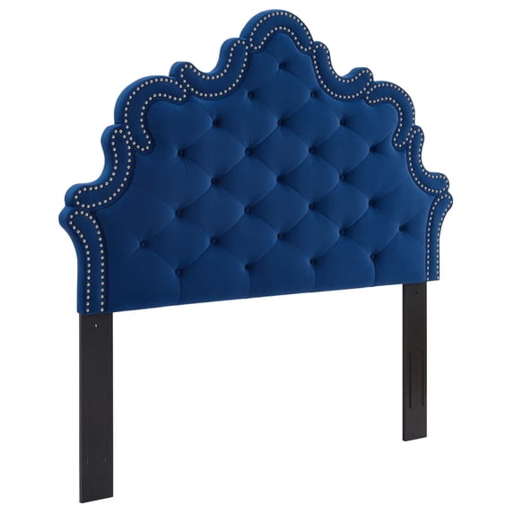 Arabella Button-Tufted Performance Velvet Full or Queen Headboard, Navy