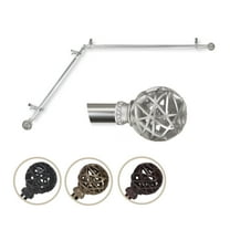 Arabella Corner Window Single Curtain Rod 13/16" dia. 48-84 inches - Satin Nickel