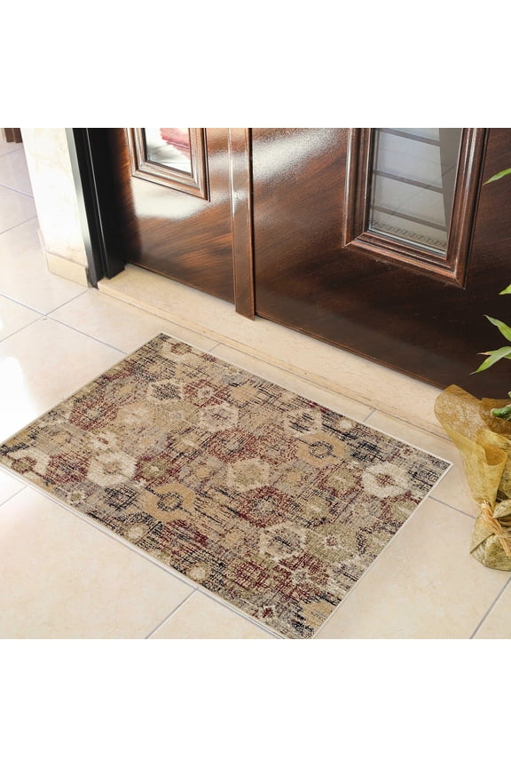 Arabella Distressed Diamonds 2' x 3' Indoor Area Rug - Gold