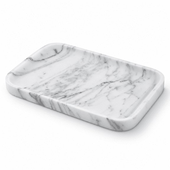 Arabescato Marble Decorative Vanity Tray, 14.02 x 10.04 x 2.60 in, Bathroom Countertop Organizer
